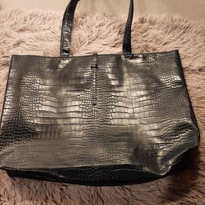 Nieman Marcus Faux Crocodile Navy Blue